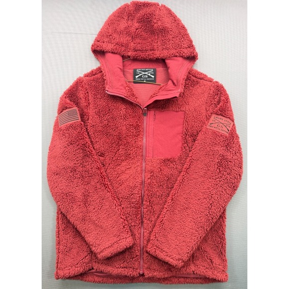 Grunt Style Other - Grunt Style Sherpa Fleece Hooded Jacket Full Zip Flag Patch Red | Men's Medium